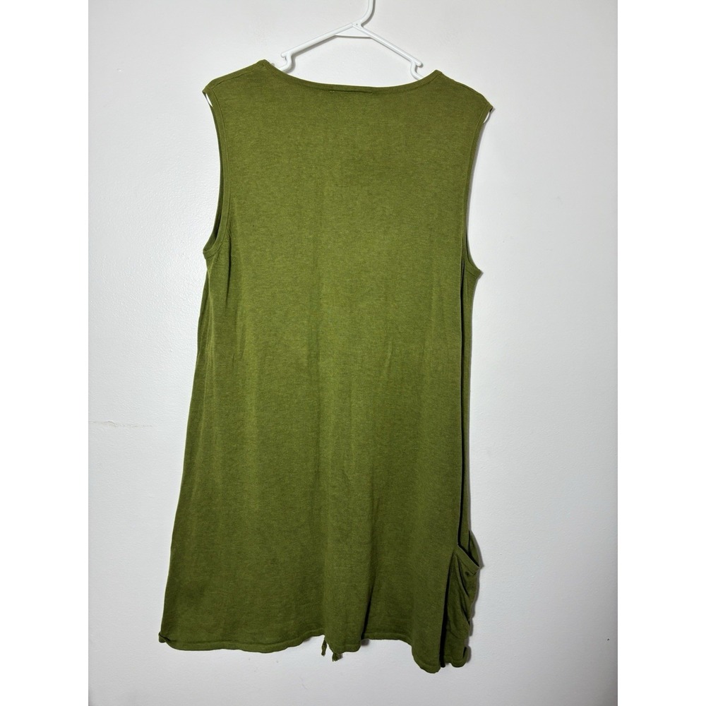 Bryn Walker Tinic Tank Top Sz Large Green 100% Cotton Cinched Front - Picture 6 of 9